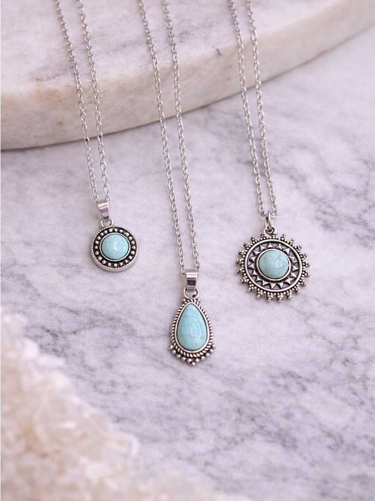 Turquoise Pendant Necklace Set